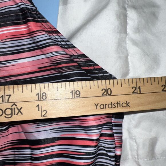 Yonique Women Swim Top Bathing Tankini Pink Black Stripes Racerback L Padded NWT - Picture 11 of 14